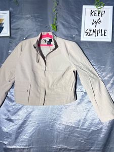 Women's Beige Cropped Jacket