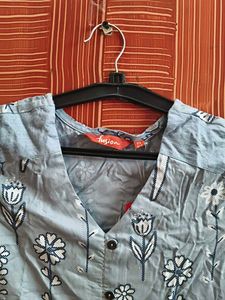 Floral Print Blue Kurti