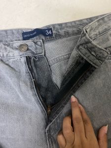 Wide Leg Grey Denim Jeans
