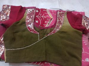 Designer Wedding Saree With Stitched Blouse