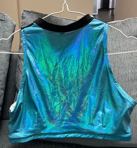 Metallic Cut-Out Padded Crop Top