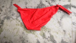 Bright Red Tie-Side Bikini Bottoms