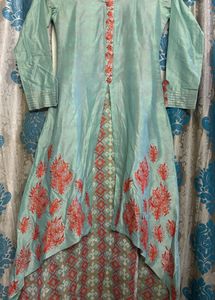 Beautiful Aqua Kurta with Red Embroidery