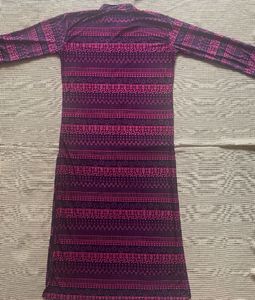 Purple and Pink Patterned Stretchable Kurta