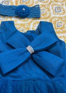 Sparkly Blue Tulle Dress with Headband