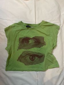 Graphic Y2K Eye Print Cropped Tee