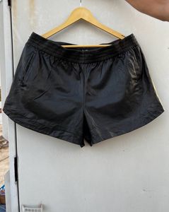 Mid Waist Leather Shorts