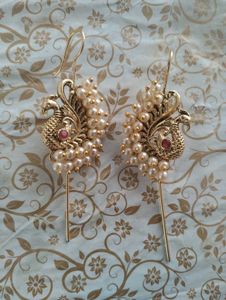 Peacock Pearl Dangle Earrings