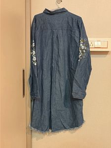 Embroidered Denim Shirt Dress