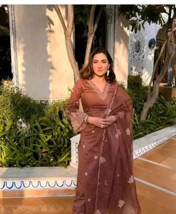 Elegant Brown Kurta Set with Dupatta