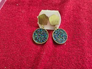 Stunning Blue Druzy Round Earrings