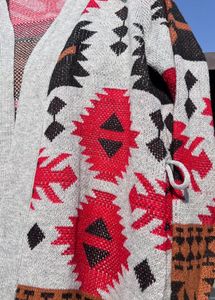 Stylish Aztec Print Open Cardigan.