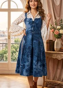 Stylish Blue Tie-Dye Midi Dress