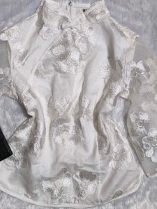 Chinese White Embroidered Top