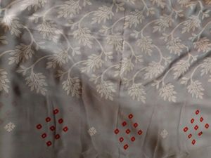 "Grey"Printed Saree With Blouse