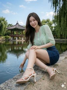 Cute Korean Pastel Green Tie-Front Ruffle Crop Top