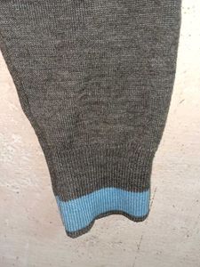 Classic Grey Cardigan with Blue Trim