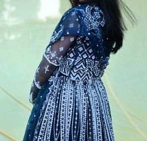 Elegant Blue Lehenga with pearl and stone work
