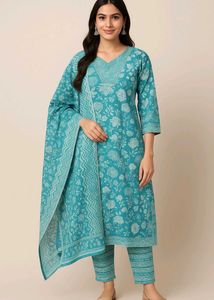 Brand New Floor Length Cotton Suit Set
