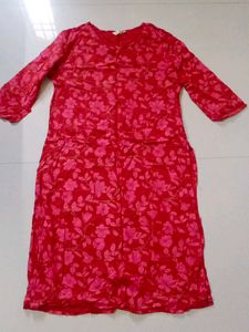 Red Floral Print Kurta set