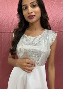 Sparkly Top White Maxi Dress
