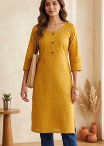 Yellow Printed Kurta