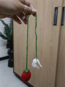 Crochet Strawberry &amp; Flower charm