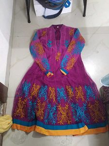 Purple Embroidered Anarkali Dress