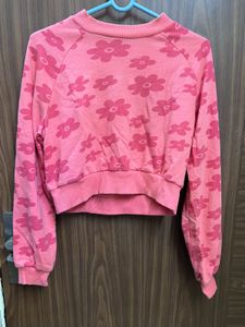Pink Floral Cropped Sweatshirt