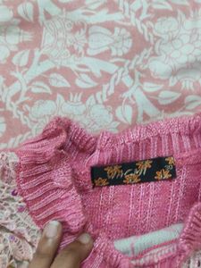 Pink Knit Sweater with Sequins