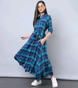 Plaid Checks Flared Dress