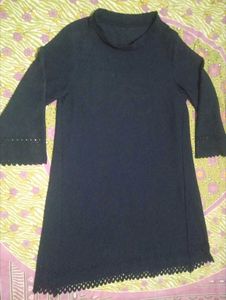 Stylish Navy Blue Kurta with Lace Detail