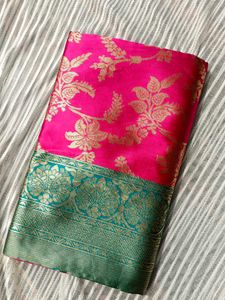 New Vibrant Pink & Green Saree