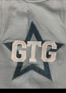 Blue Ribbed Tank Top with Star GTG Graphic