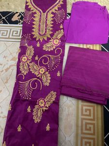 Embroidered Purple Salwar Kameez Set
