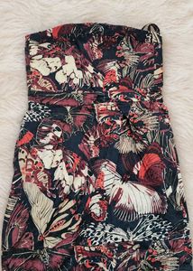 Strapless Butterfly Print Mini Dress