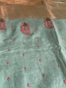 Sea green Embroidered Saree