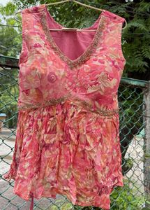 Floral Print Peplum suit Set