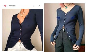 Beutiful Pintrest Branded Lacy Cardigan Ribbed Top