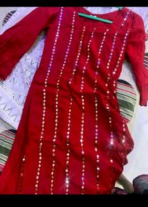Pretty Red Mirror Kurta
