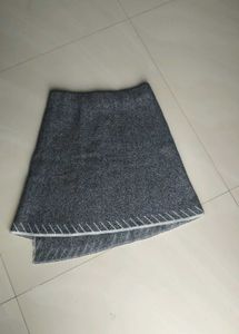 Grey Melange Jersey A-Line Mini Skirt with Buttons