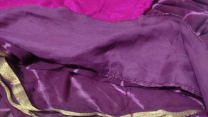 Elegant Purple Striped Saree