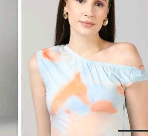 Trendy Abstract Print One-Shoulder Dress