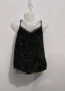 Velvet Lace Trim Cami Top
