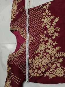 Elegant Embroidered Maroon gown with dupatta xxl