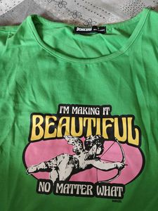 Green Graphic Print Cropped Top