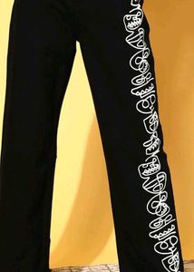 Unique Graphic Print Black Jeans