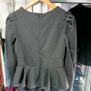 Gray Peplum Bodycon Dress