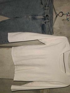 combo of jeans &amp; white top