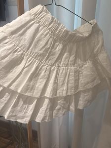 Zara White Tiered Ruffle Mini Skirt | Girls 9–10 Y